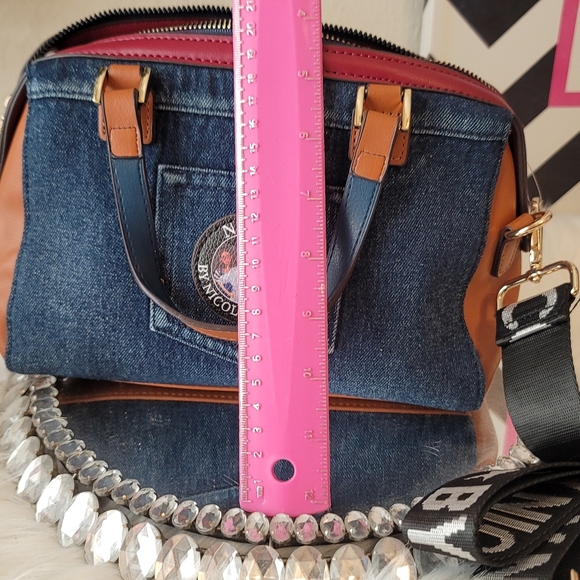 Nikky By Nicole Lee Print Denim Bag Adjustable Removable Strap Crystal Multi Col - Picture 12 of 16